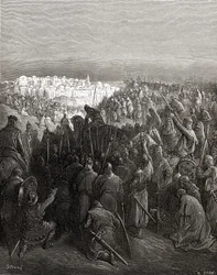 Begeisterung der Kreuzfahrer in Konstantinopel im Jahr 1204, Illustration aus 